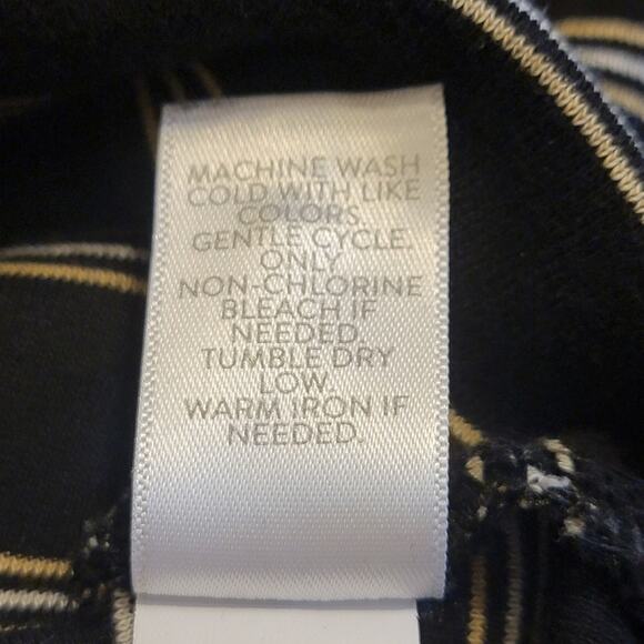 J Jill Pima Tie Sleeve Tee Crew Neck Black and White Stripe Cotton Top Size M - Picture 10 of 11